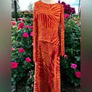 Guillarme Paris 100% Silk Skirt & Top Set